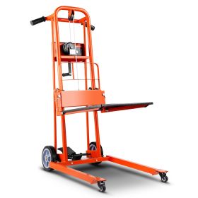 Material Lift Winch Stacker 330 lbs Capacity Pallet Truck Dolly 42.9 in Max Lift