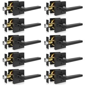 Privacy Door Handle 10 PCS Matte Black Square Door Lever Interior Reversible