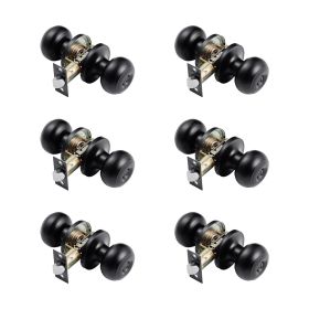 Round Privacy Door Knobs for Bedroom Bathroom Matte Black 6 Pack Keyless