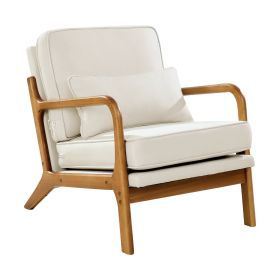 Mid-Century Modern Accent Chair Linen Fabric Armchair with 5.7 in Cushion