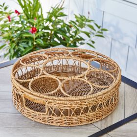 Woven Faux Rattan Indoor Vase, 10", Brown