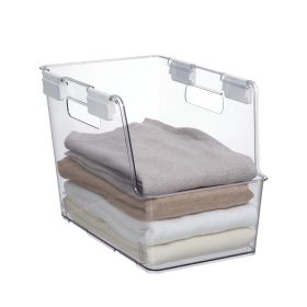 Small Clear Plastic Closet Stackable Bin with Latches, Adult Size