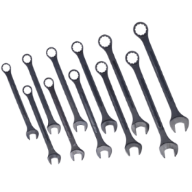 Jumbo Combination Wrench Set Extra Large, Metric, 11-piece, 34 To 50mm,Black Oxide, With Pouch (Color: BLACK)
