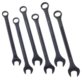 Jumbo Combination Wrench Set Extra Large, SAE, 6-piece,   To 2 Black Oxide, With Pouch (Color: BLACK)