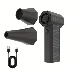 2025 Newest Enhanced Violent Brushless Turbine Fan, Air Duster 130,000RPM High Speed Mini Blower, 4-speed Adjustable Power Turbine Jet Fan, Porta (Color: BLACK)