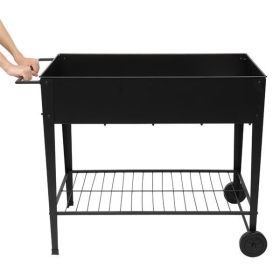 Mobile Metal Raised Garden Bed Cart with Legs (Color: as Pic)